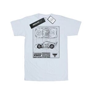 Cars Mens Lightning McQueen Blueprint Cotton T-Shirt / White